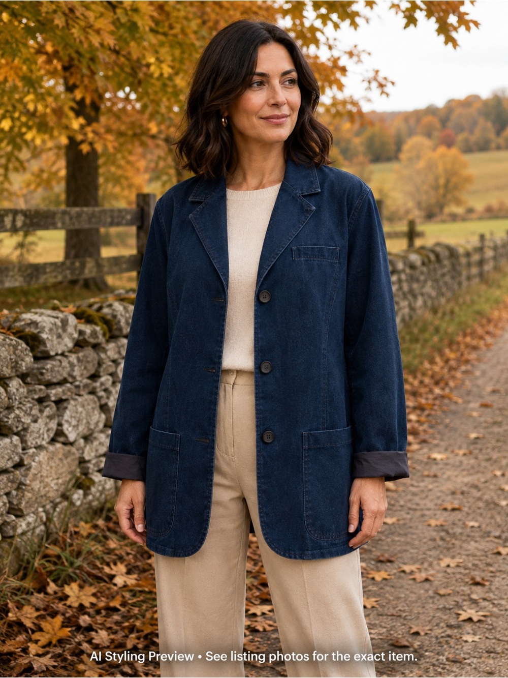 Liz Claiborne Lizwear Denim Chore Blazer Jacket Blue Oversized L/XL Size 16